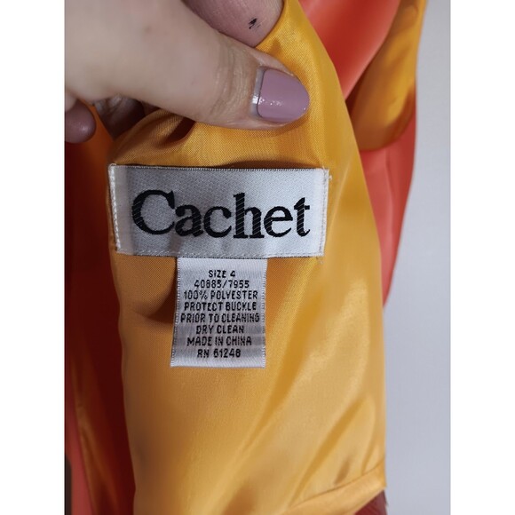 New Cachet Orange Dress Formal Fit And Flair Sz 4 - Picture 5 of 5